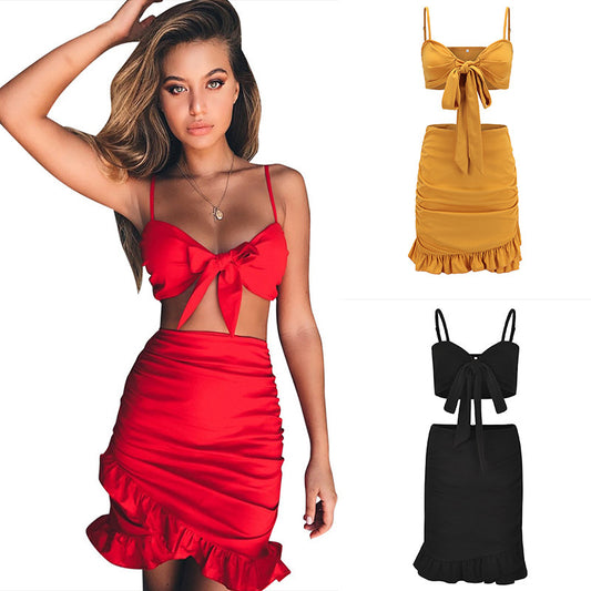 Set de crop-top et de mini-jupe pour femmes Chic und Stil