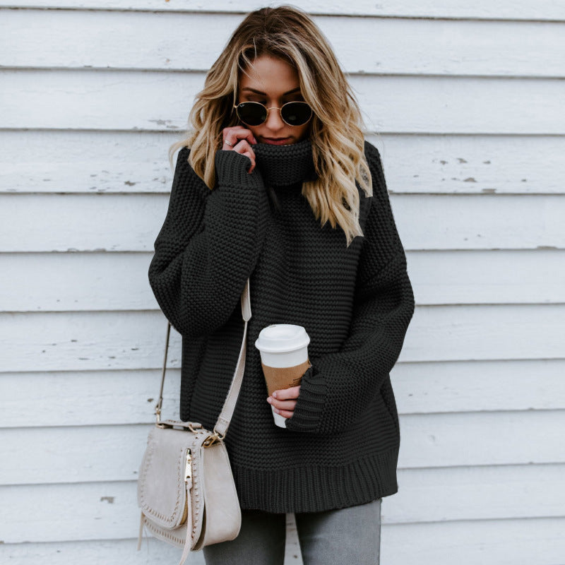 Dames Pull en tricot moelleux avec col haut et surface texturée Chic und Stil