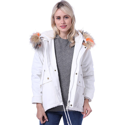 Dame Manteau d'hiver avec capuche en fausse fourrure amovible et poches pratiques Chic und Stil