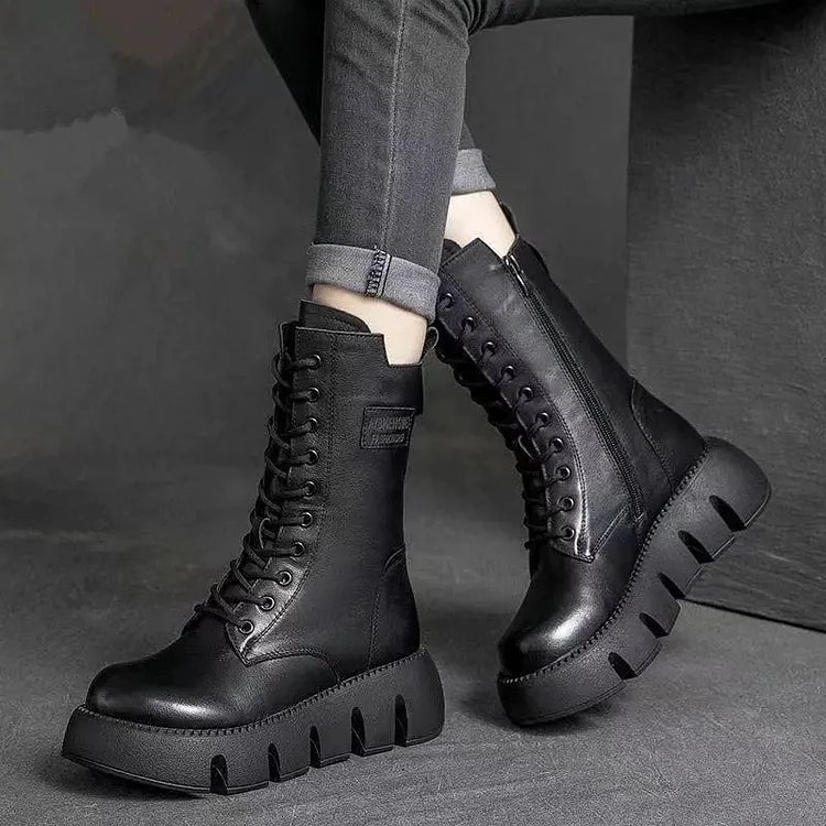 Chic und Stil | Bottes d'hiver avec fermeture éclair - Semelle antidérapante - Doublées chaudes - Aspect cuir véritable