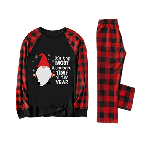 Chic und Stil | Red and black checkered Christmas pajama set with gnome and Santa quotes