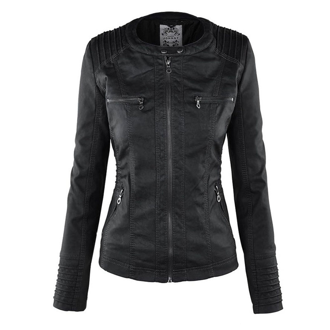 Chic und Stil | Double-lined Women's Leather Jacket with Hood