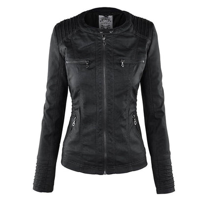 Chic und Stil | Double-lined Women's Leather Jacket with Hood