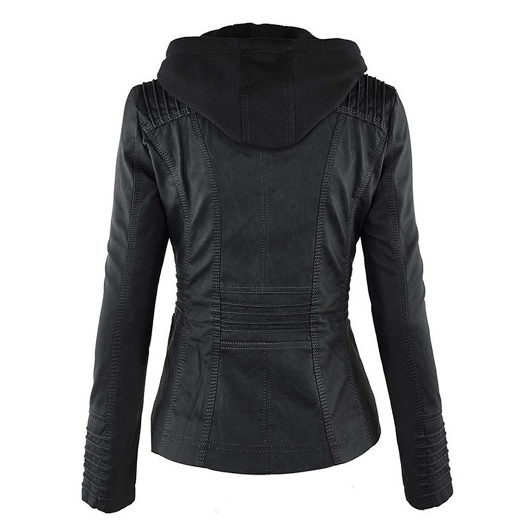 Chic und Stil | Double-lined Women's Leather Jacket with Hood
