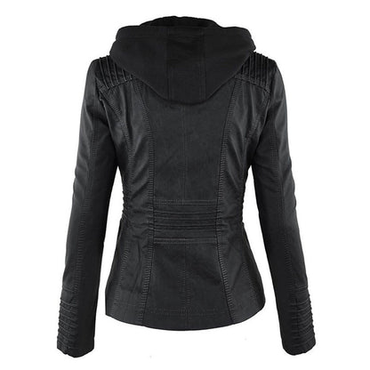 Chic und Stil | Double-lined Women's Leather Jacket with Hood