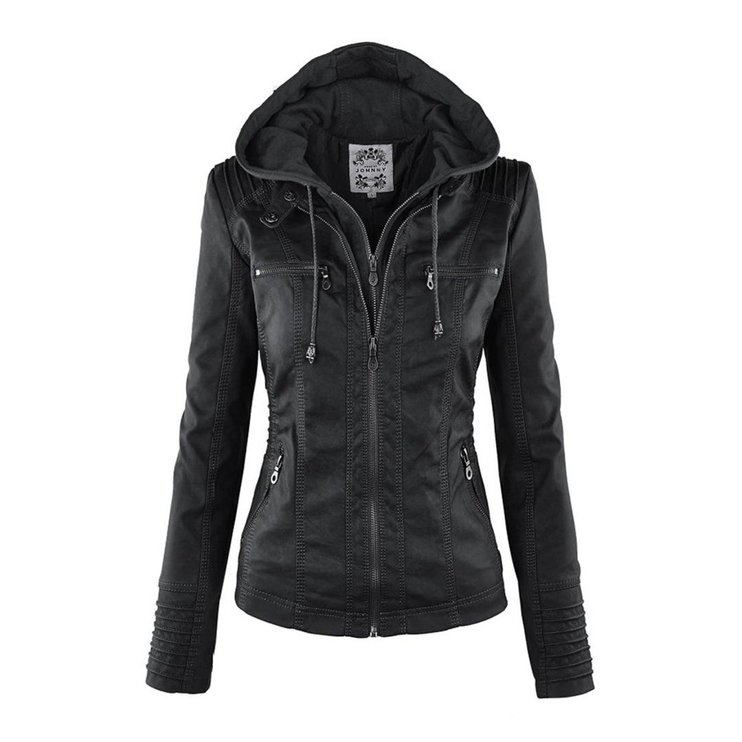Chic und Stil | Double-lined Women's Leather Jacket with Hood