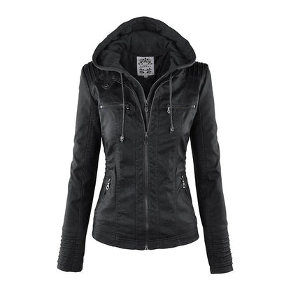 Chic und Stil | Double-lined Women's Leather Jacket with Hood