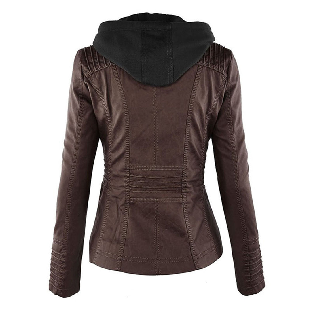 Chic und Stil | Double-lined Women's Leather Jacket with Hood