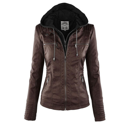 Chic und Stil | Double-lined Women's Leather Jacket with Hood