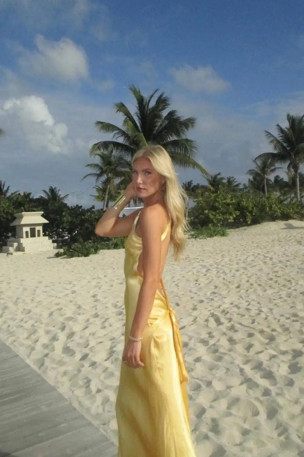 Chic and Stylish | Diagonal collar satin dress