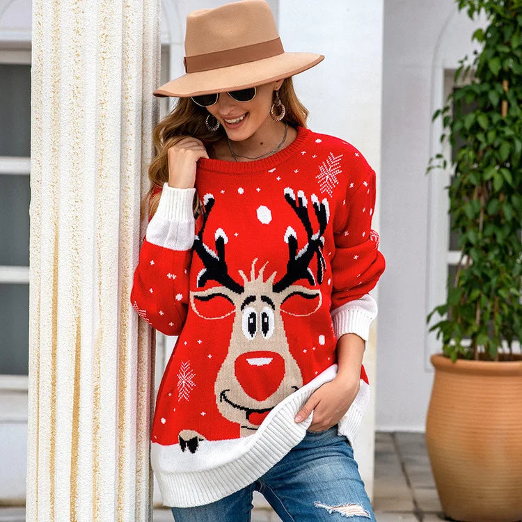 Chic und Stil | Knit pullover for women - Soft fit & Festive Christmas pattern for winter