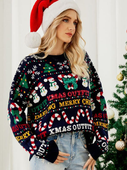Chic und Stil | Pull de Noël faux pour femmes - Motif de fête construit