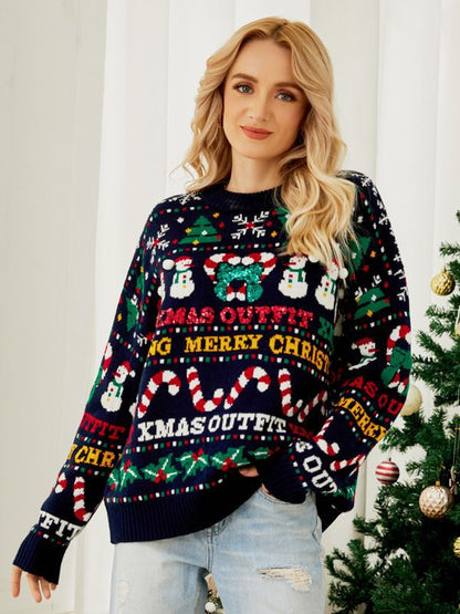 Chic und Stil | Pull de Noël faux pour femmes - Motif de fête construit