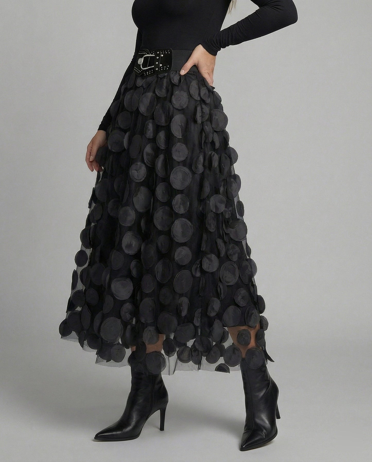 Women's Skirt Made of Tulle & Polka Dot Material with Patchwork Design & Chic Look Chic und Stil