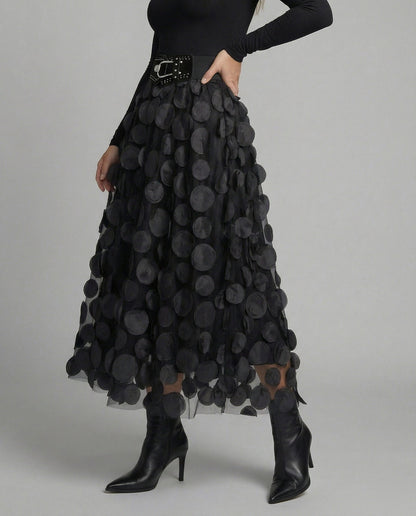 Women's Skirt Made of Tulle & Polka Dot Material with Patchwork Design & Chic Look Chic und Stil