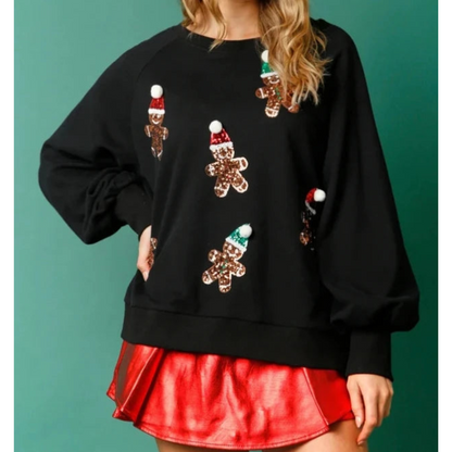 Chic und Stil | Pull de Noël pour femmes - Pull chaud avec des paillettes et des pompons