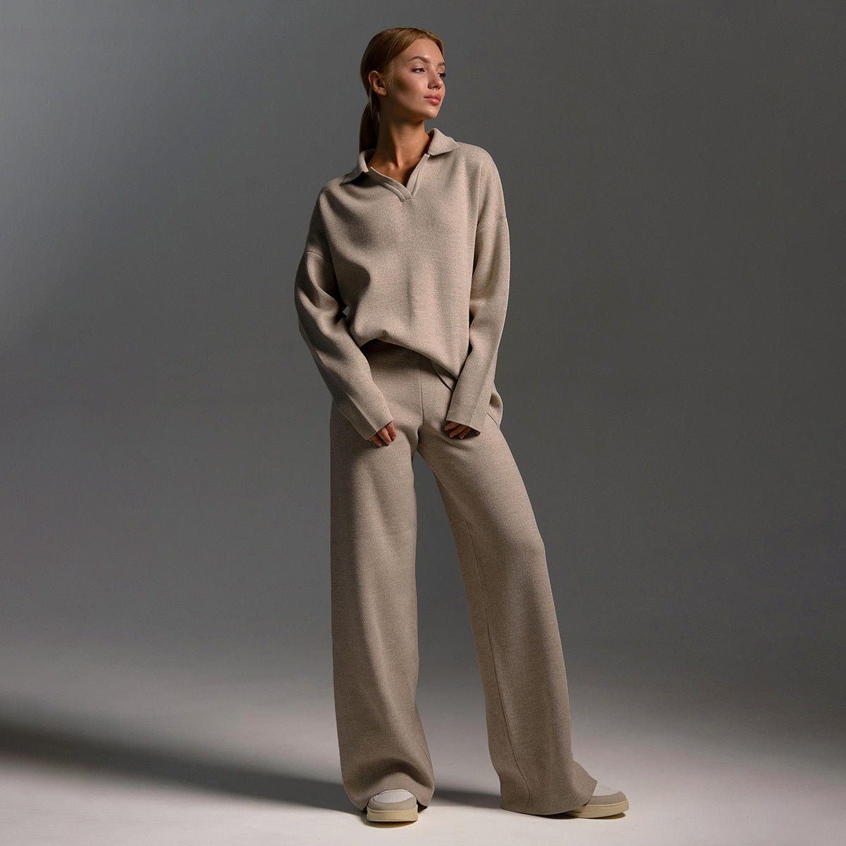 Chic und Stil | Ensemble de Loungewear pour Femmes - Pull Oversized et Pantalon Large