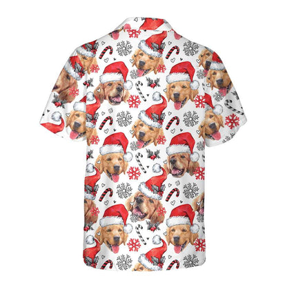 Chic und Stil | Chemise hawaïenne Golden Retriever Santa, T-shirt de Noël amusant pour hommes et femmes, Meilleur cadeau de Noël