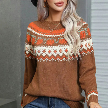 Chic und Stil | Pulls norvégiens femmes - Pull d'hiver tricoté pour femmes