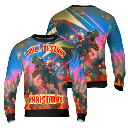 Chic und Stil | Je vais détruire Noël pull, pull de Noël moche de Santa - HYPERFAVOR