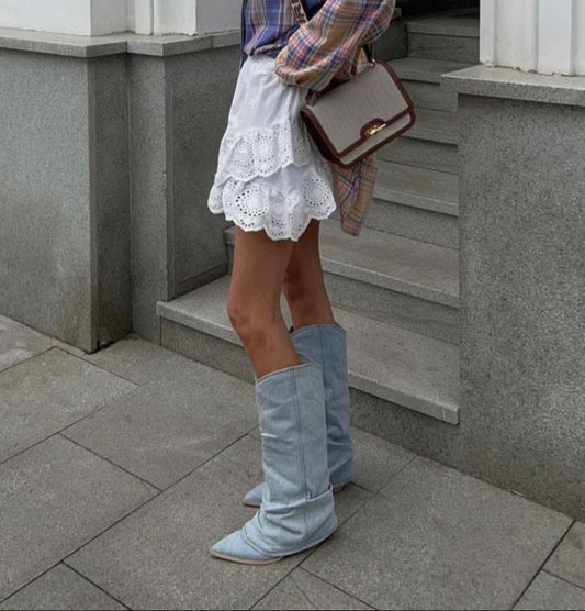 Chic und Stil | Denim knee-high boots