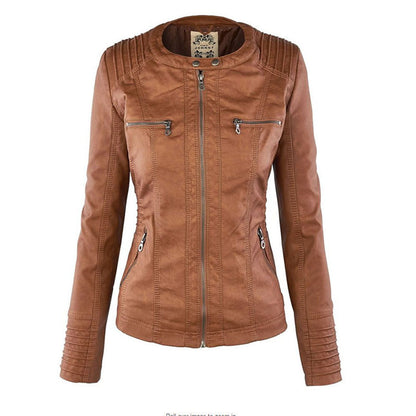 Chic und Stil | Double-lined Women's Leather Jacket with Hood