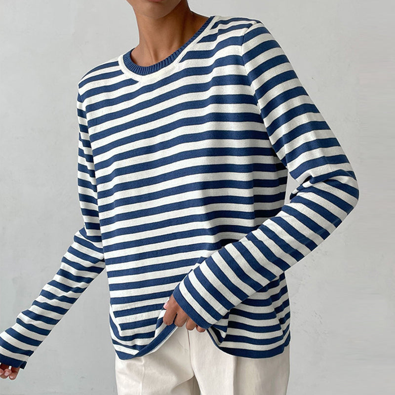 Chic und Stil | Elegant Striped T-Shirt - Summery - Light Fabric