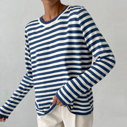 Chic und Stil | Elegant Striped T-Shirt - Summery - Light Fabric