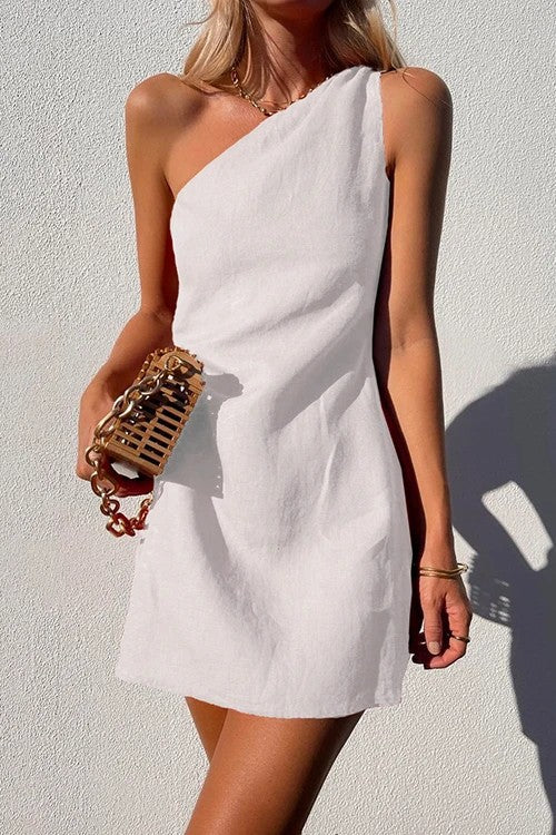 Robe d'été en lin asymétrique pour femmes Chic und Stil