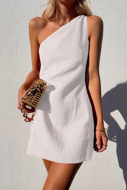 Robe d'été en lin asymétrique pour femmes Chic und Stil