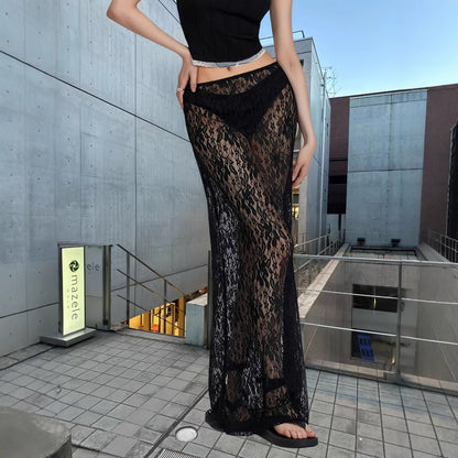 Ladies Elegant Summer Lace Pants with High Slit and Sheer Transparency Chic and Style