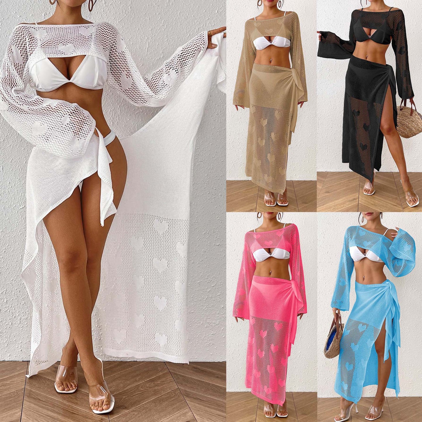 Dames Couverture de plage en tricot ouvert Tunique Chic und Stil