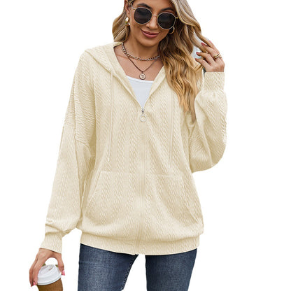 Dames Pull à capuche surdimensionné avec motif texturé et poches pratiques Chic und Stil