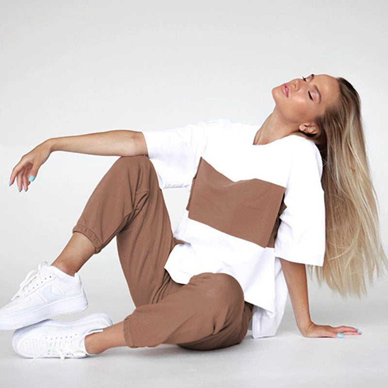 Women's casual oversized loungewear set with cropped top and elastic pants Chic and Style