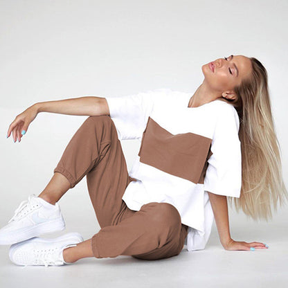 Women's casual oversized loungewear set with cropped top and elastic pants Chic and Style