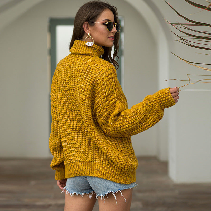 Pull en grosse maille pour femmes avec col montant et design de torsades texturé Chic und Stil