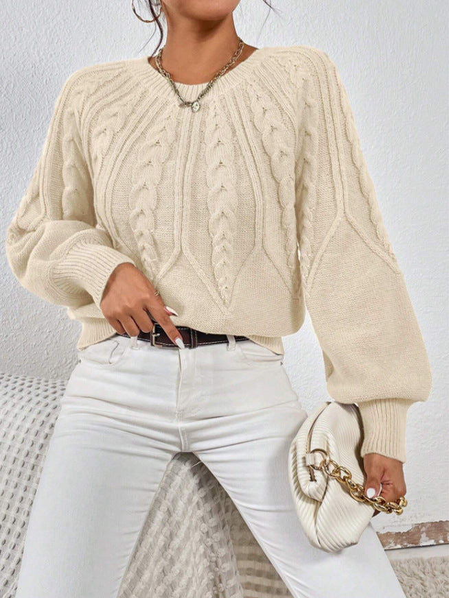 Pull en tricot pour femmes avec motif en torsades et manches larges Chic und Stil