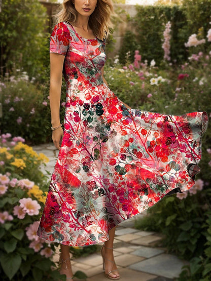 Robe maxi femme avec design floral artistique et coupe fluide Chic und Stil