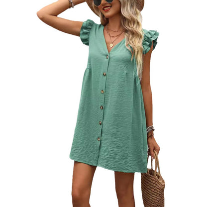 Robe portefeuille légère pour femmes avec détails volantés et patte de boutonnage Chic und Stil