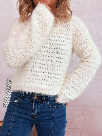 Dames pull en tricot douillet avec un design pelucheux frappant et une coupe ample Chic und Stil