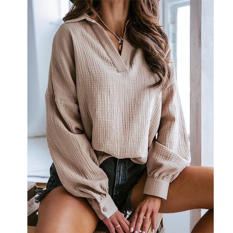 Blouse décontractée femme avec décolleté en V et manches raglan Chic und Stil
