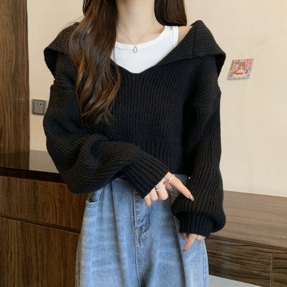 Dames pull-over V douillet avec capuche et coupe oversize Chic und Stil