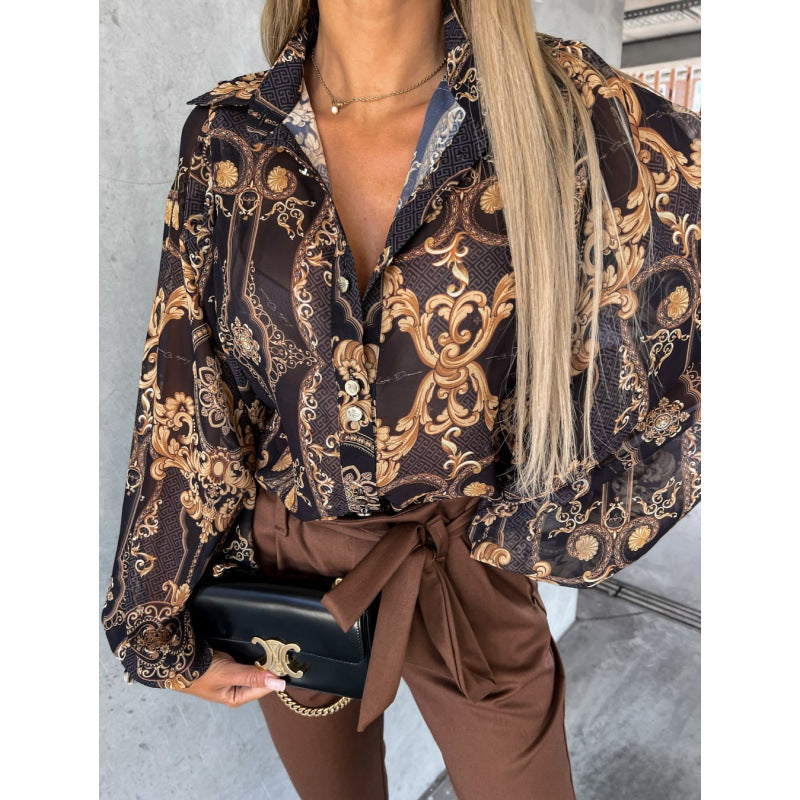 Blouse femmes avec impression florale et manches cloche Chic und Stil