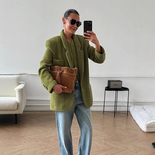 Blazer oversize décontracté pour femmes en matériau de haute qualité Chic und Stil