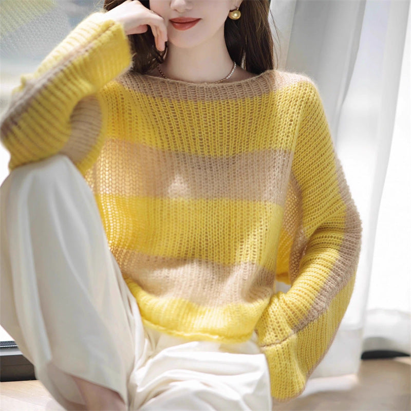 Pull femme décontracté en tricot épais avec motif transparent Chic und Stil