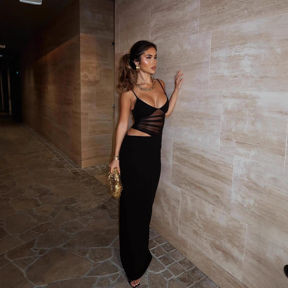 Robe maxi femme avec design asymétrique raffiné et élégantes bretelles spaghetti Chic und Stil