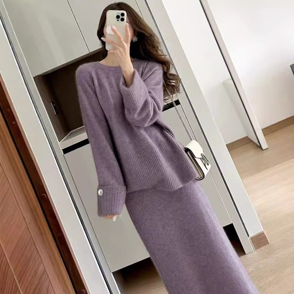 Ensemble tricot confortable pour femmes avec pull et maxi-jupe Chic und Stil