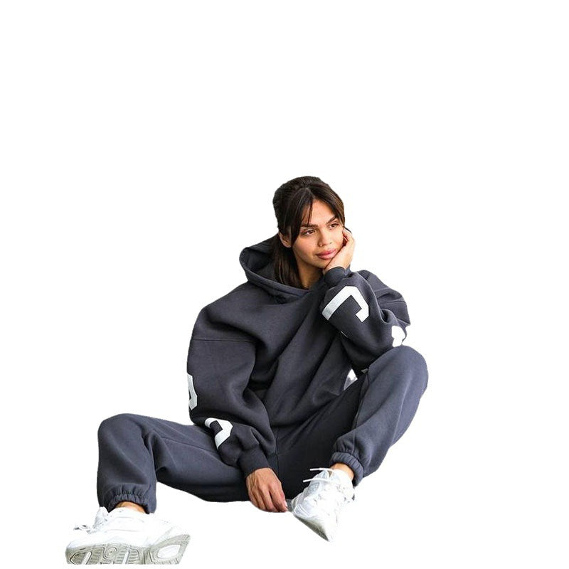 Dames Ensemble de sweat-shirt oversize décontracté avec capuche et taille élastique Chic und Stil