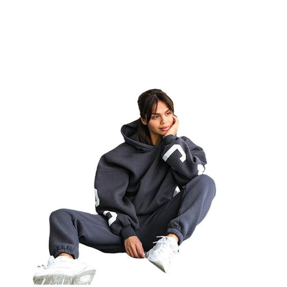 Dames Ensemble de sweat-shirt oversize décontracté avec capuche et taille élastique Chic und Stil