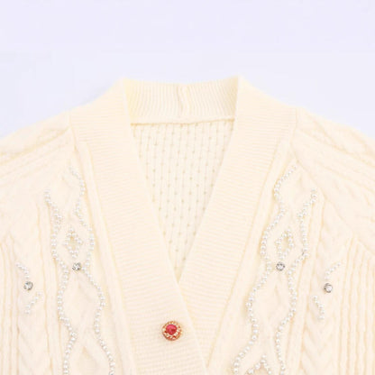 Dames élégante cardigan avec boutons décoratifs et détails de volants Chic und Stil